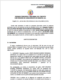 Tutela 003-2023, Revoca decisión previa, afirma actuación Juez Paz